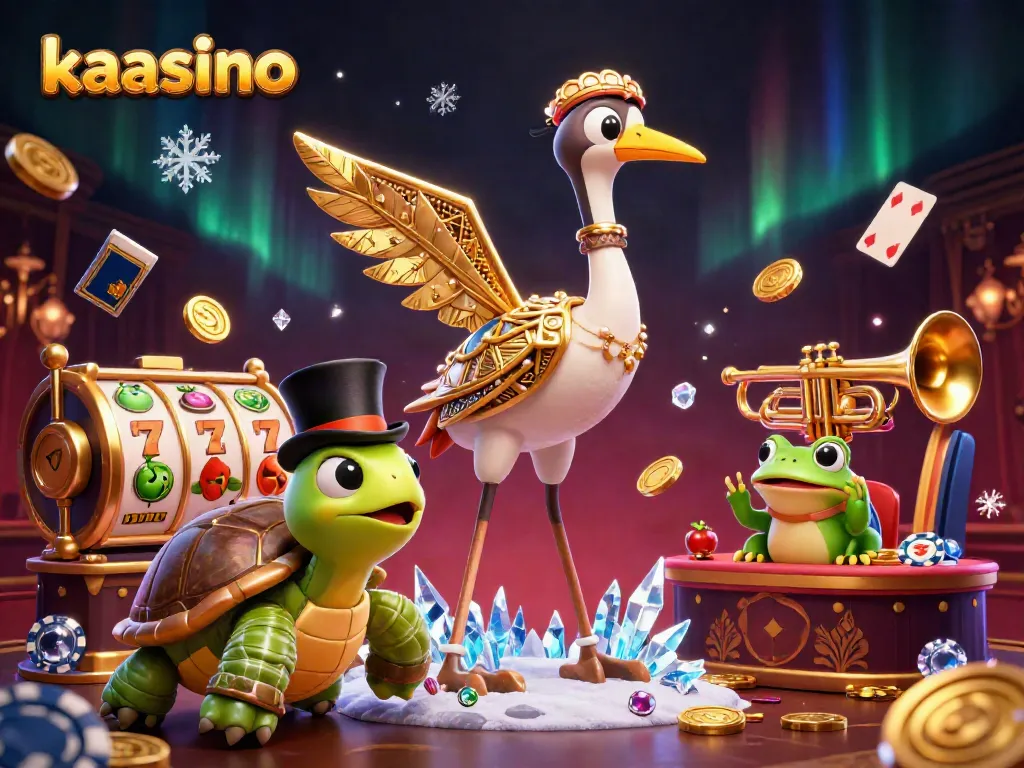 Join the excitement at kaasino with vibrant characters and dynamic slot game elements in a dazzling casino scene.