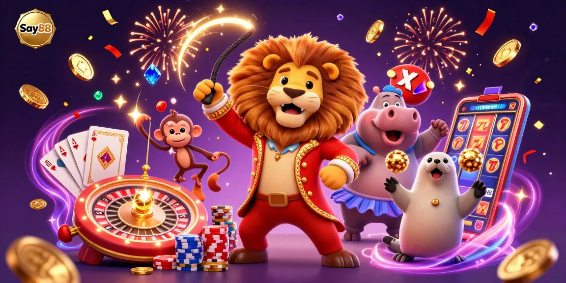 Engage with thrilling casino moments at Say88, featuring vibrant characters and dynamic game elements.