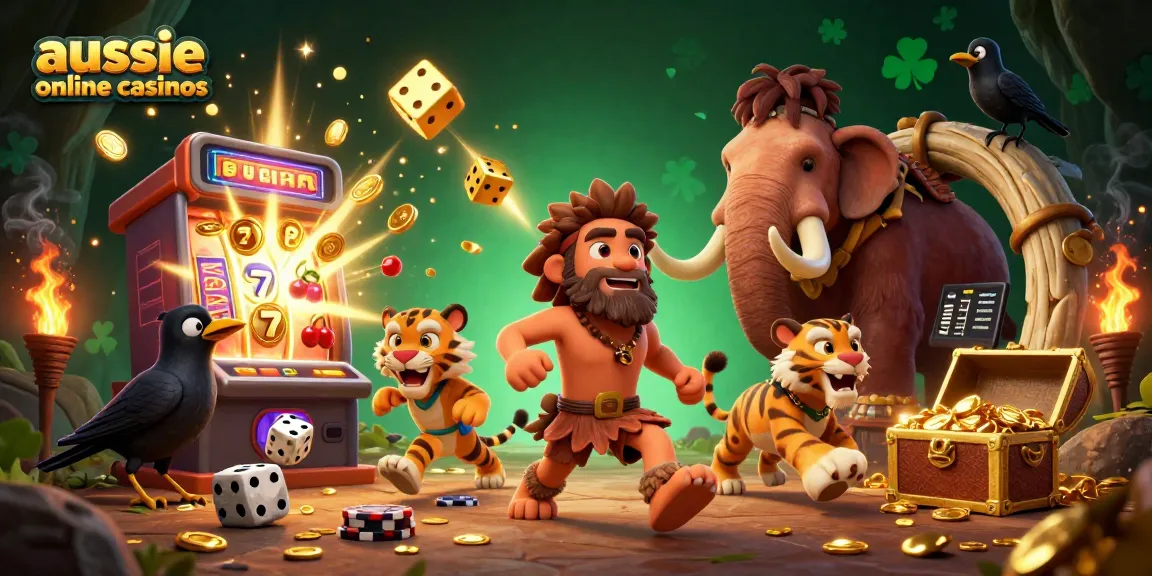 Experience thrilling gameplay at aussie online casinos with a vibrant casino scene showcasing 3D characters and gaming elements.