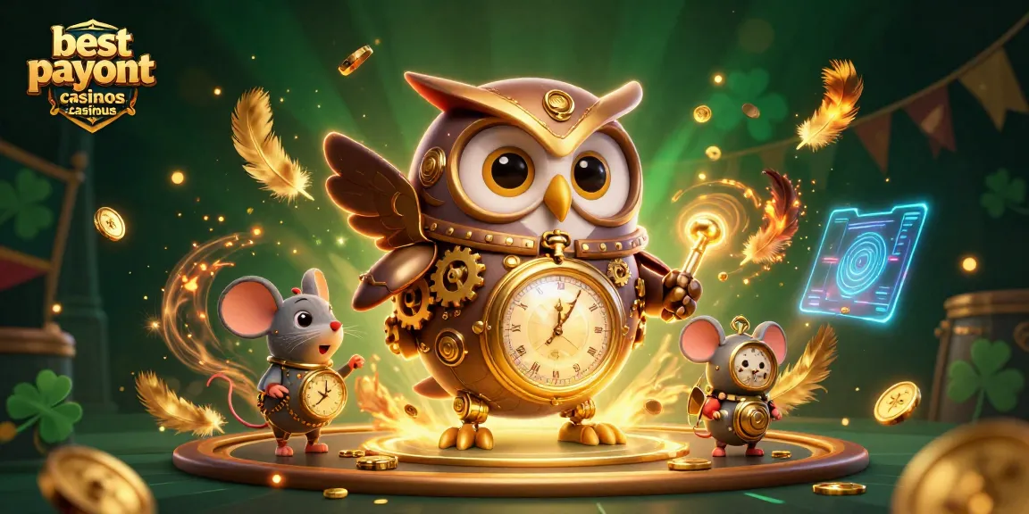 Spin to win at best payout casinos usa casinous featuring an adventurous owl and dynamic casino elements.